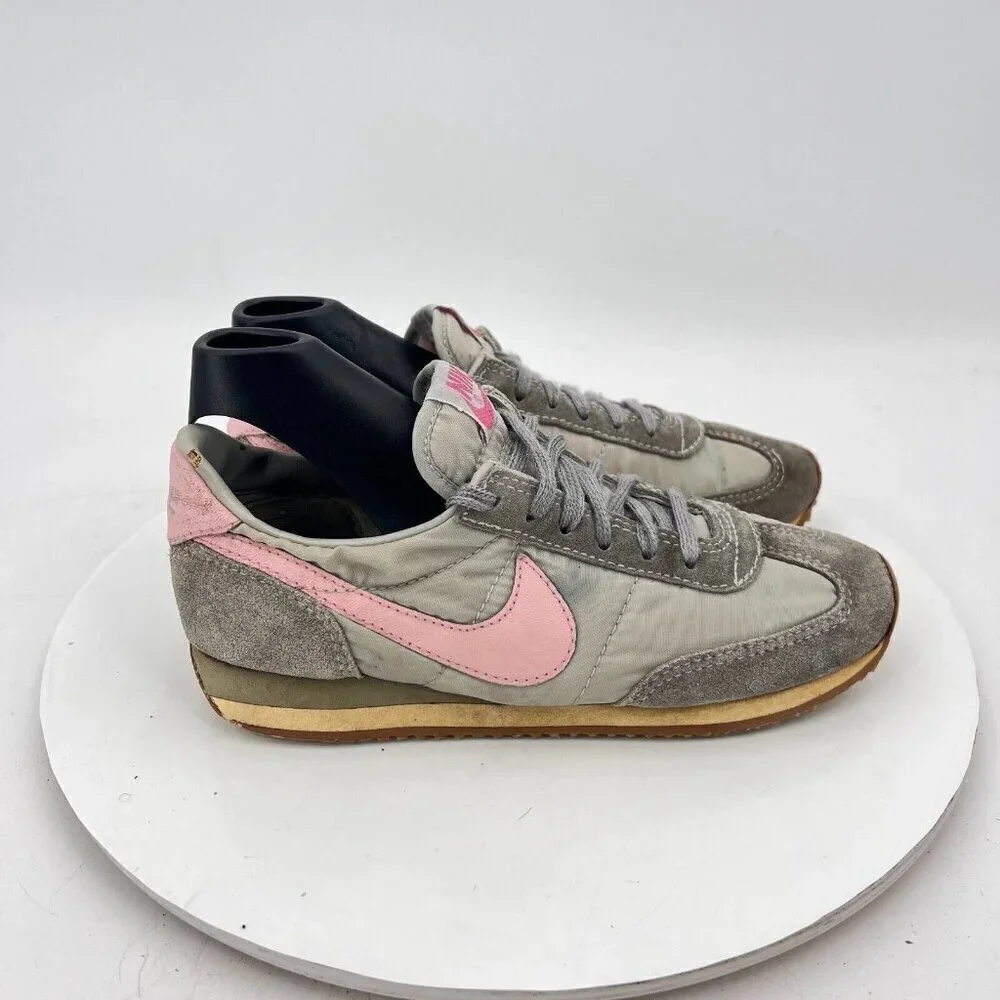 Vintage Nike Training Women Size 5 Grey Pink Suede Sneakers Made in Philippines